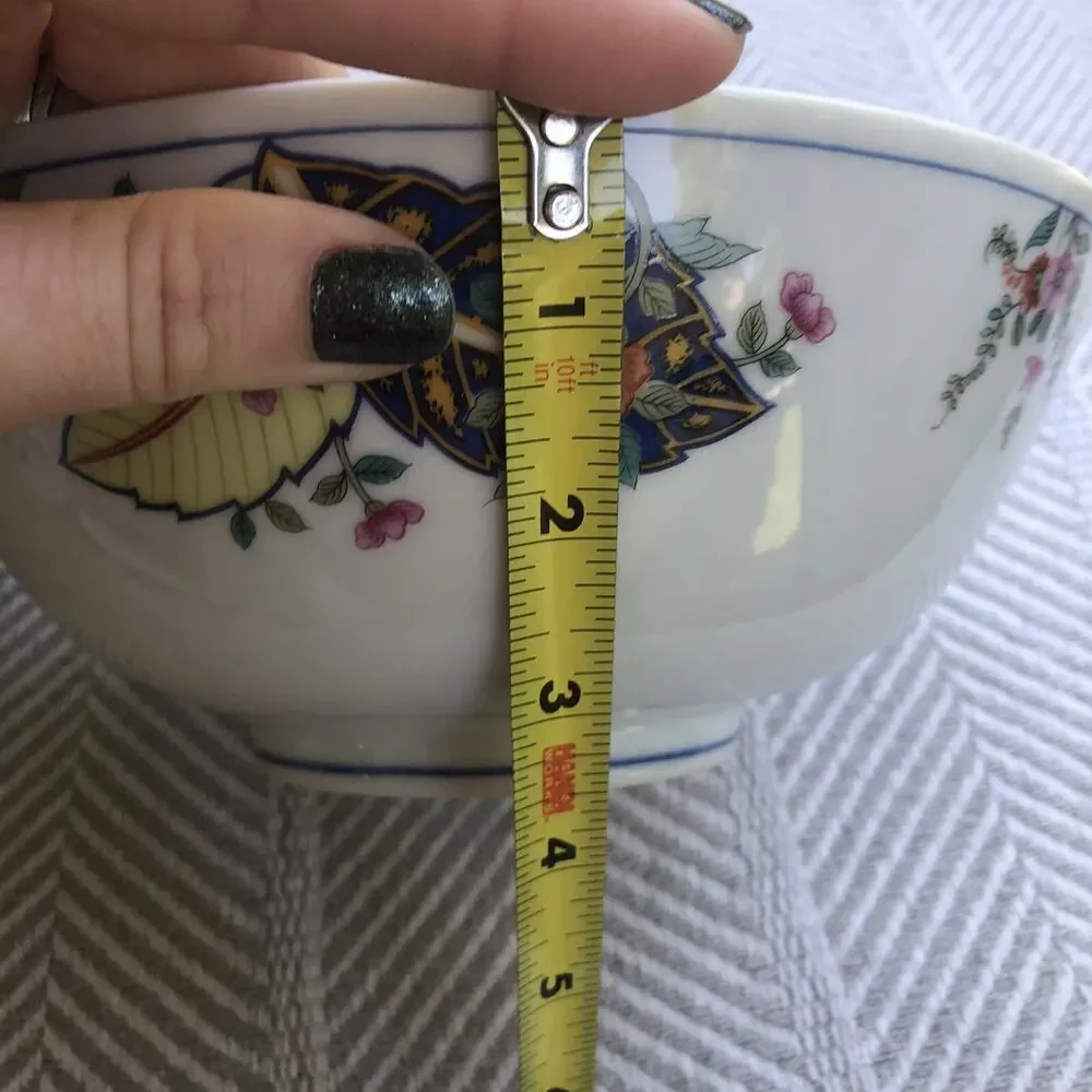 Serving Bowl Tobacco Leaf Genus Nicotiana Fine China by Mann Colorful 8.25